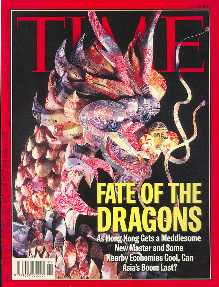 Paper sculpture- Dragon for Time Magazine Cover